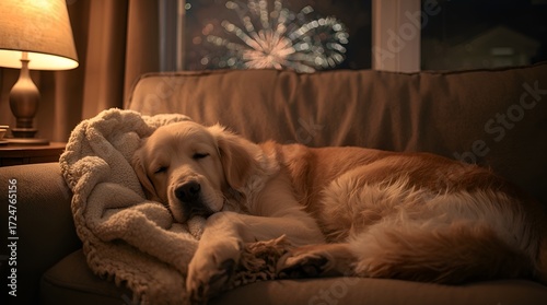Serene Dog with Fluffy Coat and Gentle Facial Expression