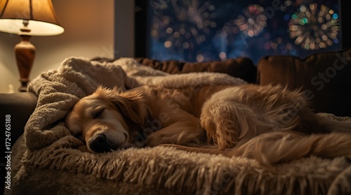 Serene Dog with Fluffy Coat and Gentle Facial Expression