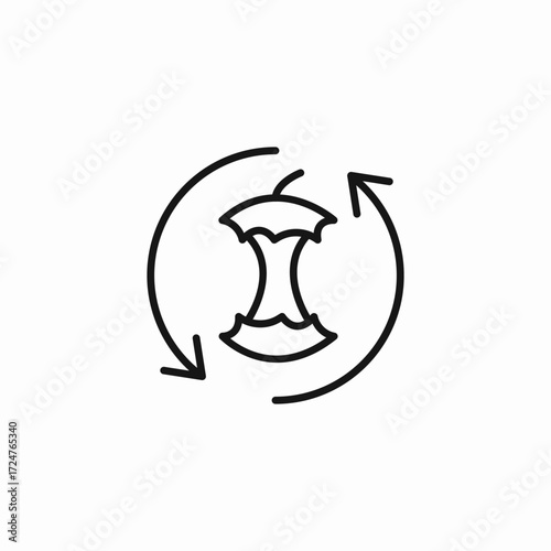 apple core recycle icon sign vector