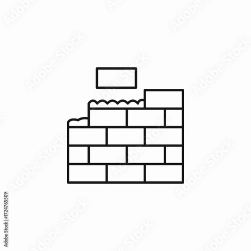 brick laying wall icon sign vector