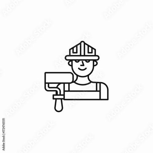 builder holding roller icon sign vector