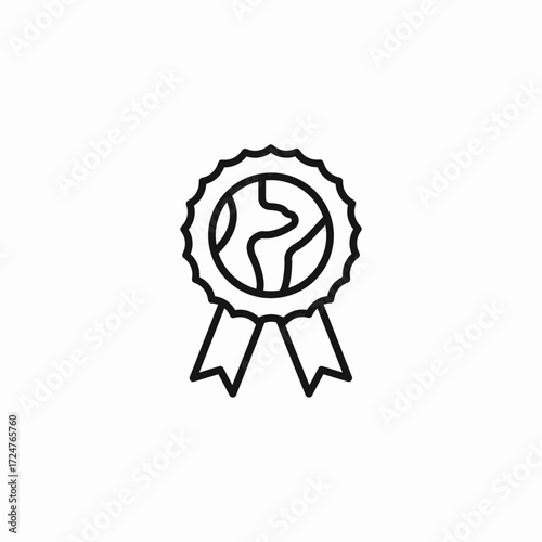 earth prize ribbon icon sign vector