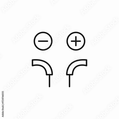 positive negative terminals  icon sign vector