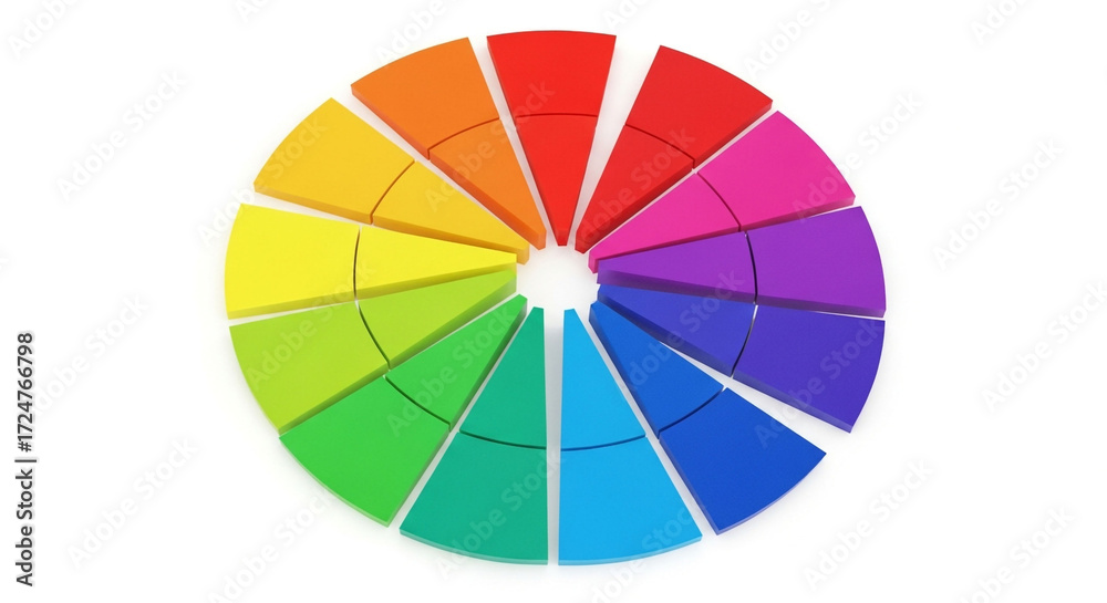 Obraz premium Color wheel graphic design illustration rainbow colors spectrum vibrant artistic palette bright creative 3d render