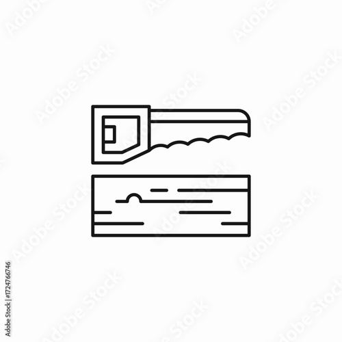 saw cutting wood icon sign vector