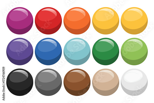 Collection of twenty glossy 3d spheres in a dynamic arrangement