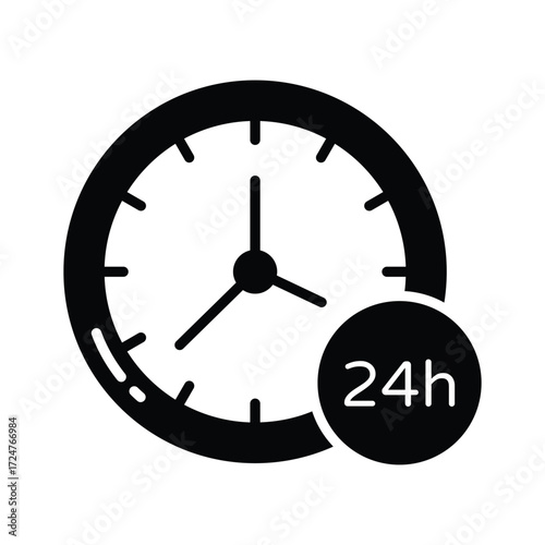 24h service icon symbolizing round the clock shopping and support.