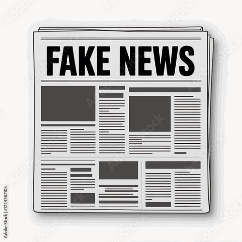 Digital illustration of a newspaper with headlines and text