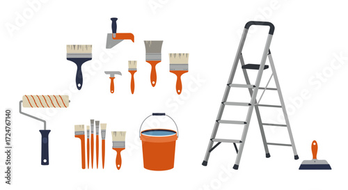 Vector flat design of DIY recycling crafts, reusing plastic bottles, glass jars, and cardboard to make useful items, clean minimal style on white background