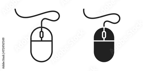 Minimalist vector icon design two corded computer mice one outline one filled eps vector