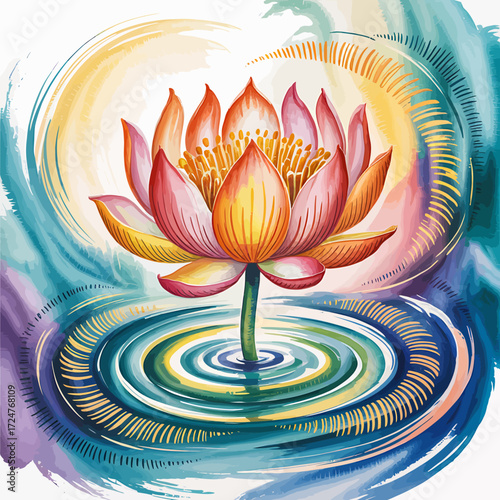 Vibrant watercolor illustration of a stylized subject
