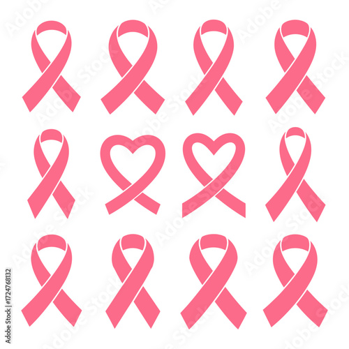 Collection of 12 pink breast cancer awareness graphics