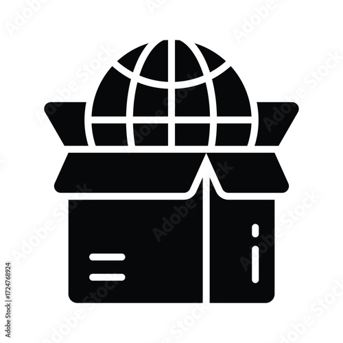 Global parcel icon symbolizing international delivery and online shopping
