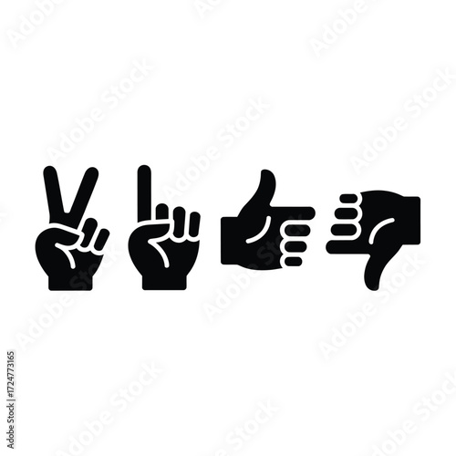 Set of four black silhouette hand gesture icons vector illustration scalable eps vector