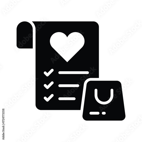 Wishlist icon representing saved items, shopping favorites, and ecommerce lists