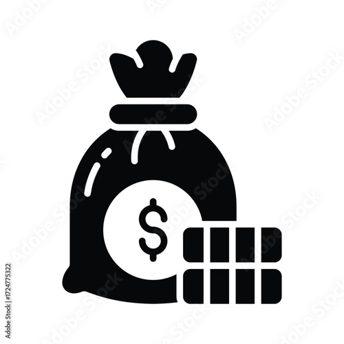 Get this amazing flat outline style icon of money bag