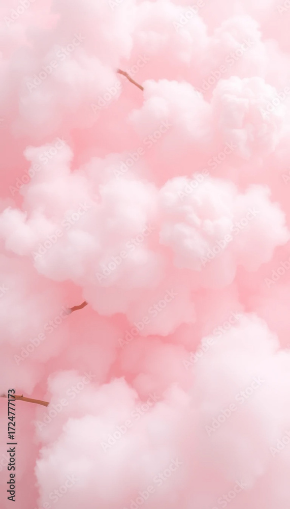 Fototapeta premium Dreamy Soft Pink Cloud Texture Background With Airy Cotton Effect