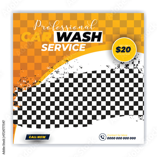 Car Washing, waxing, Automobile repair, cleaning social media post design bundle, vehicle servicing, Car repair, rental service, promotional social media post