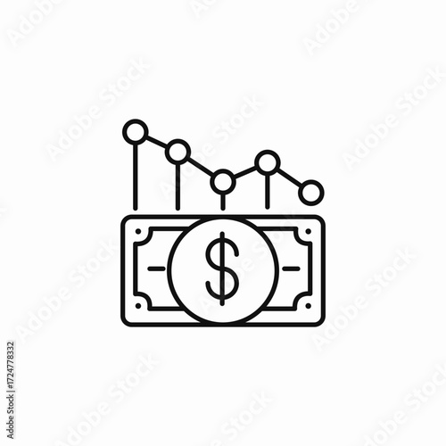currency downward trend icon sign vector