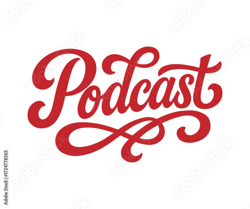 Podcast text lettering vector