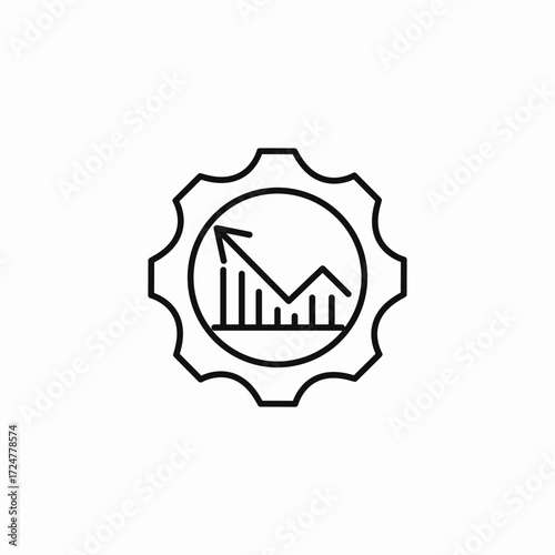 gear line graph icon sign vector