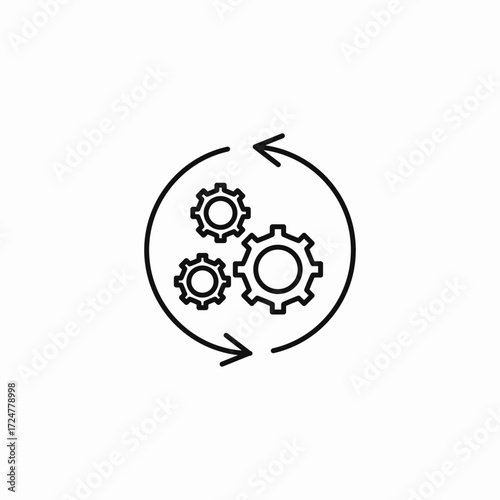 multi-gear process cycle icon sign vector