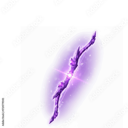 Amethyst Crystal Bow with Magical Aura