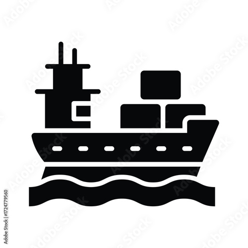 Cargo ship icon representing global delivery, ecommerce shipping, and logistics