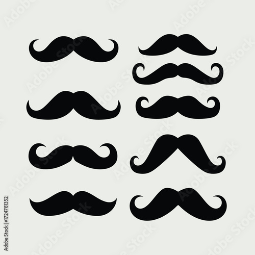 Diverse vector mustache styles for graphic design and illustration projects scalable eps icon vector