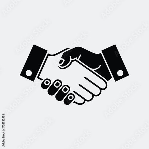 Iconic handshake symbol minimalist black vector illustration for business and partnership eps vector