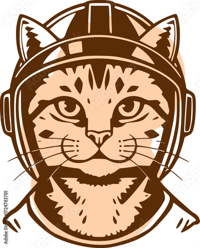 Vector illustration of a cat wearing an astronaut helmet.