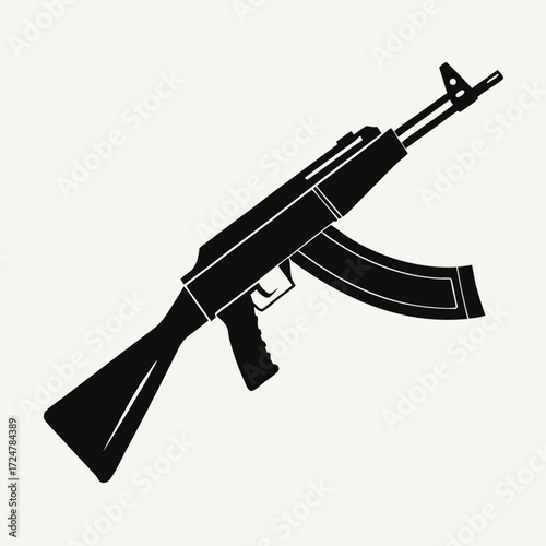 Ak47 rifle silhouette vector illustration scalable eps icon for military and weapon design projects vector