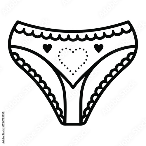 Scalable vector illustration of decorative panties with hearts eps for fashion graphics vector