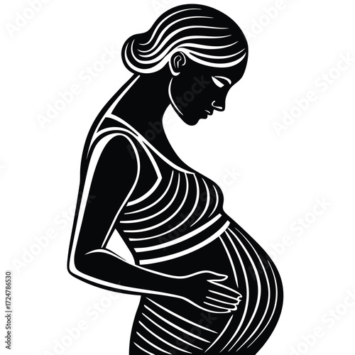 Minimalist line drawing pregnant woman vector illustration scalable eps graphic design art vector