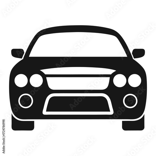 Simple black and white vector illustration icon of a car front view for scalable eps design vector
