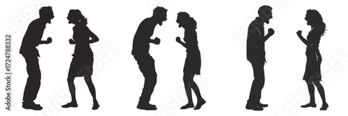 Business people silhouette sitting and discussion set