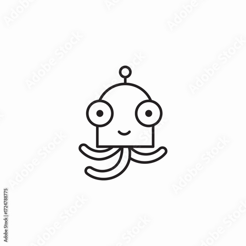 alien octopus creature icon sign vector