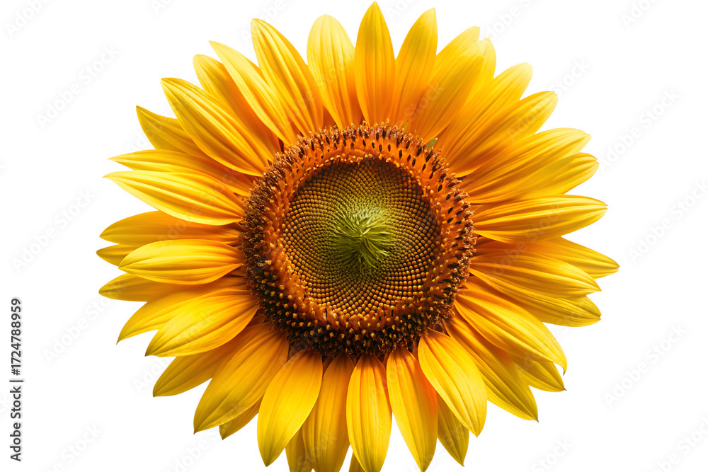 Fototapeta premium Vibrant Sunflower Blossom Close Up on Transparent Background