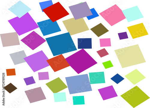 Floating Colorful Square Pattern on White Background | Abstract Geometric Design for Backdrops, Textures and Modern Graphic Elements