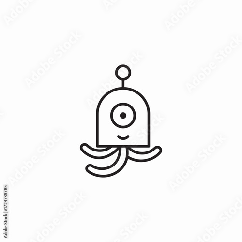 one eyed alien icon sign vector