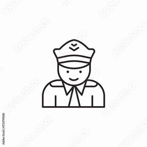 smiling pilot uniform icon sign vector