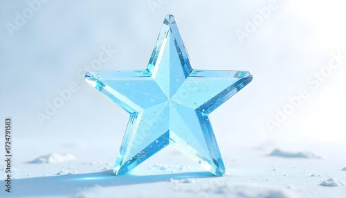 3D Ice Star Symbol Isolated on White Background for Winter Holiday and Success Concepts