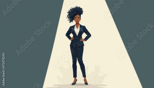 Modern African businesswoman in minimal flat style, professional outfit, confident pose, vector illustration for corporate design, Ai Generate 
