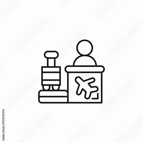 checkin desk airport icon sign vector