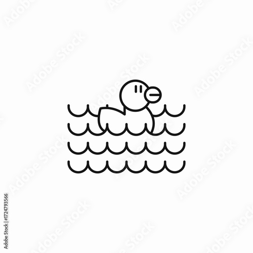 duck in water icon sign vector