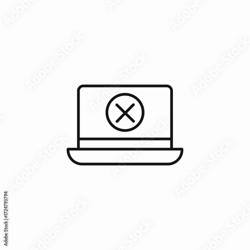 laptop error cross icon sign vector