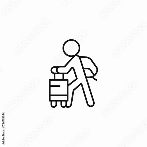man pulling luggage icon sign vector