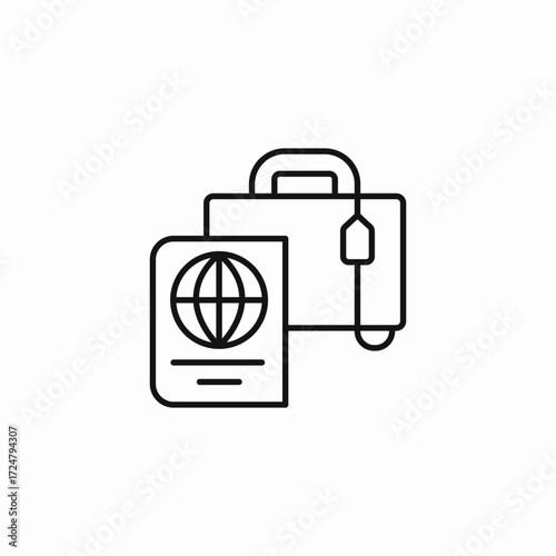 passport and suitcase icon sign vector