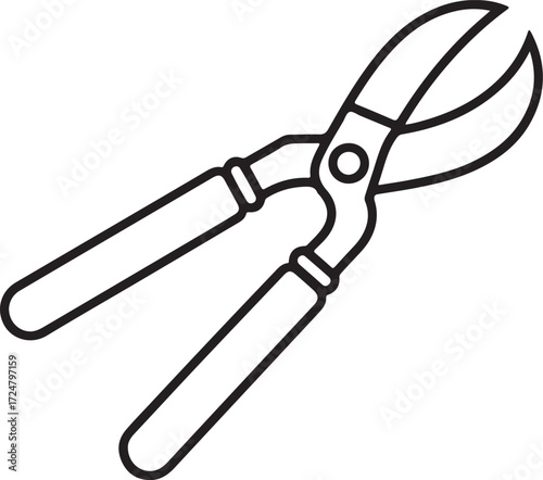 Simple outline illustration of garden pruning shears on a white background