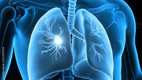Glowing abnormality in human lungs